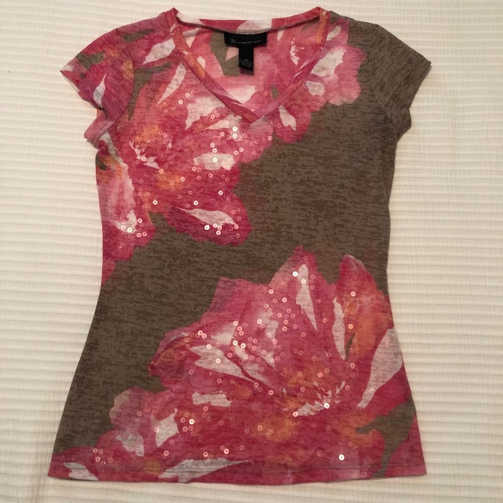 INC International Concept Women's Sequin Tee Size XS (Runs Big!)